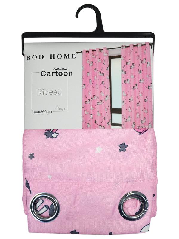 CORTINA OPACA COM ESTAMPA DE DESENHOS ANIMADOS-UNICÓRNIO ROSA 140*260cm - BOD HOME