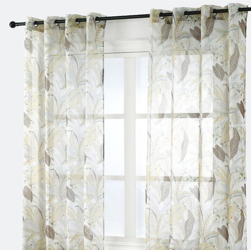 Cortina semi-duole com elegante estampa de folhas 140*260cm - BOD HOME