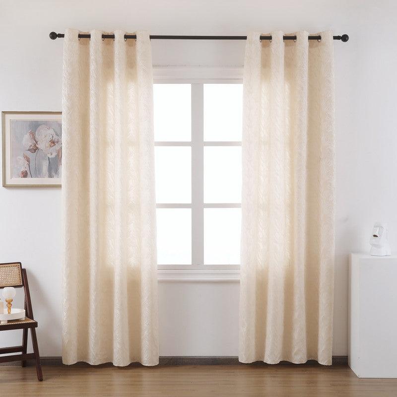Cortina Tecido Encorpado com Estampa Tridimensional de Margaridas Selvagens Bege 140*260cm - BOD HOME