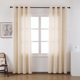 Cortina Tecido Encorpado com Estampa Tridimensional de Margaridas Selvagens Bege 140*260cm - BOD HOME