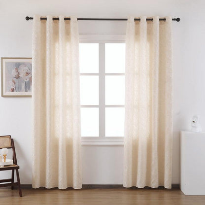 Cortina Tecido Encorpado com Estampa Tridimensional de Margaridas Selvagens Bege 140*260cm - BOD HOME