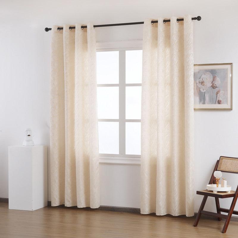 Cortina Tecido Encorpado com Estampa Tridimensional de Margaridas Selvagens Bege 140*260cm - BOD HOME