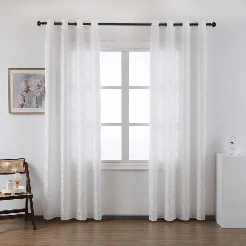 Cortina Tecido Encorpado com Estampa Tridimensional de Margaridas Selvagens Branco 140*260cm - BOD HOME