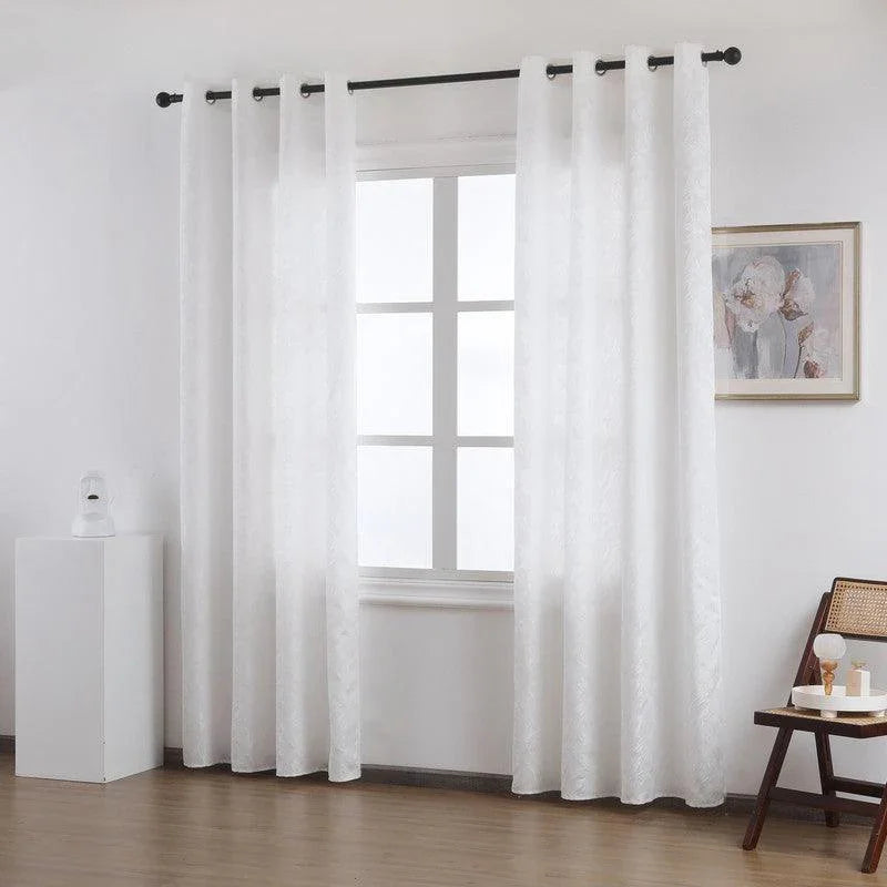 Cortina Tecido Encorpado com Estampa Tridimensional de Margaridas Selvagens Branco 140*260cm - BOD HOME