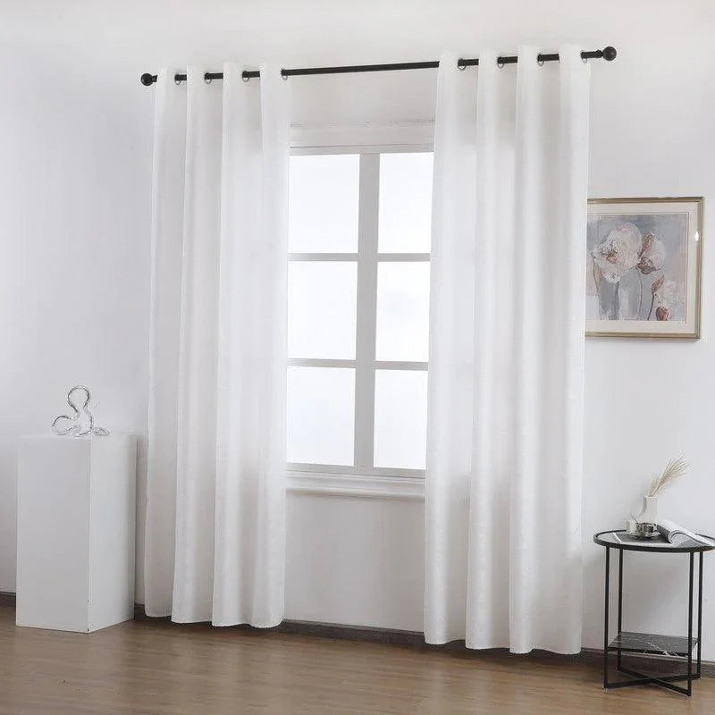 Cortina Tecido Encorpado com Padrão de Linhas Cruzadas Branco 140*260cm - BOD HOME