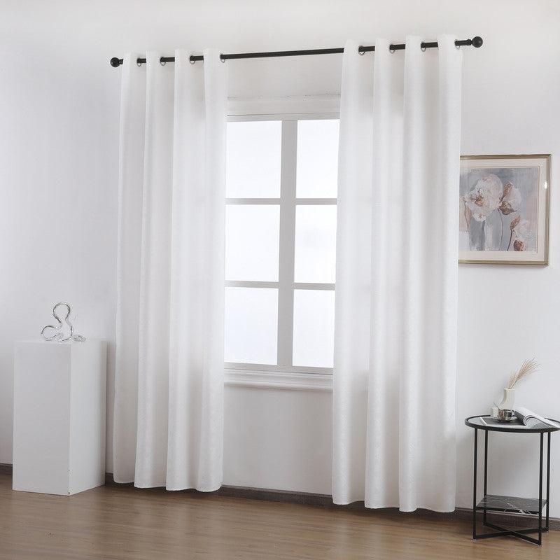 Cortina Tecido Encorpado com Padrão de Linhas Cruzadas Branco 140*260cm - BOD HOME