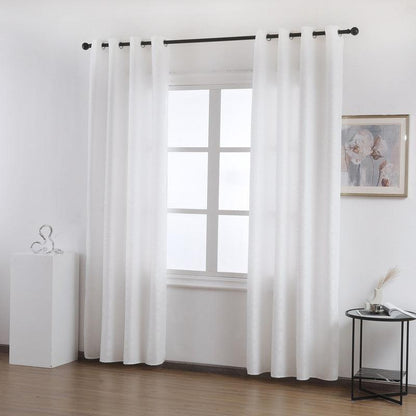 Cortina Tecido Encorpado com Padrão de Linhas Cruzadas Branco 140*260cm - BOD HOME