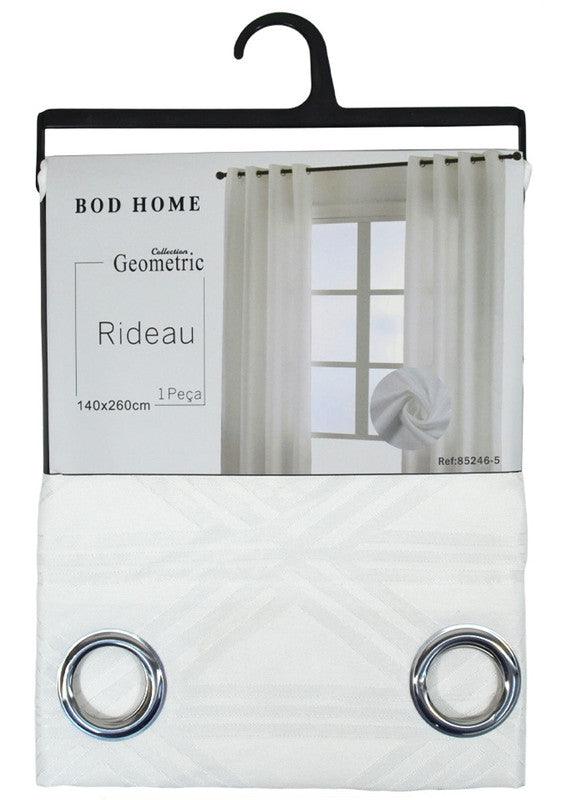 Cortina Tecido Encorpado com Padrão de Linhas Cruzadas Branco 140*260cm - BOD HOME