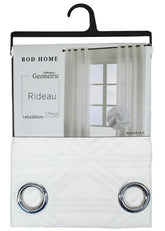 Cortina Tecido Encorpado com Padrão de Linhas Cruzadas Branco 140*260cm - BOD HOME
