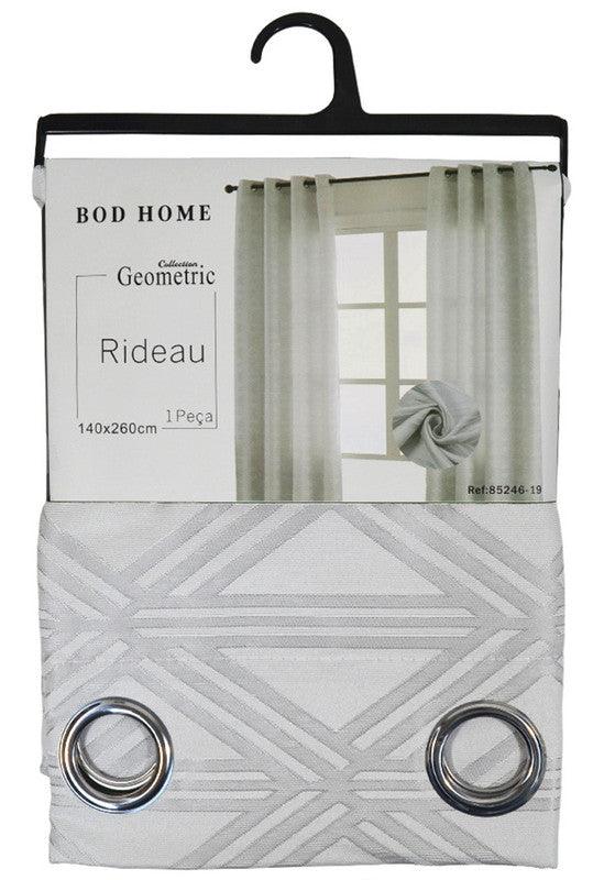 Cortina Tecido Encorpado com Padrão de Linhas Cruzadas Cinzo Claro 140*260cm - BOD HOME