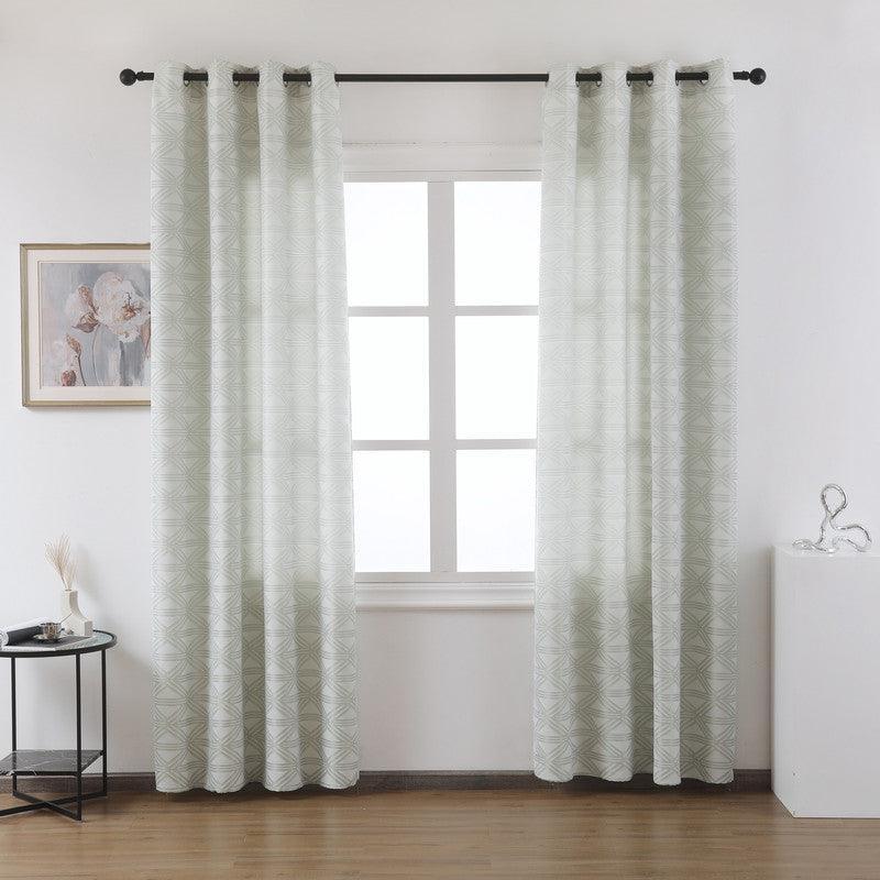 Cortina Tecido Encorpado com Padrão de Linhas Cruzadas Verde 140*260cm - BOD HOME