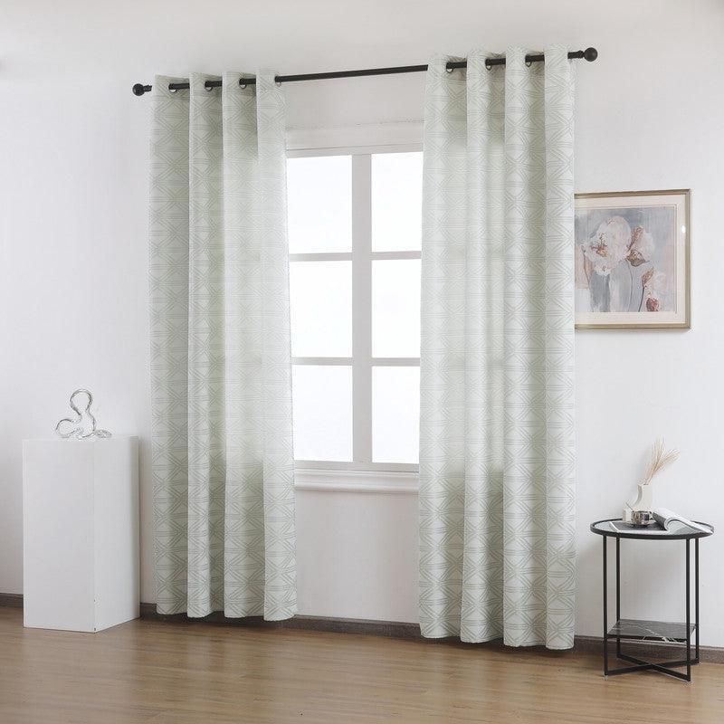 Cortina Tecido Encorpado com Padrão de Linhas Cruzadas Verde 140*260cm - BOD HOME