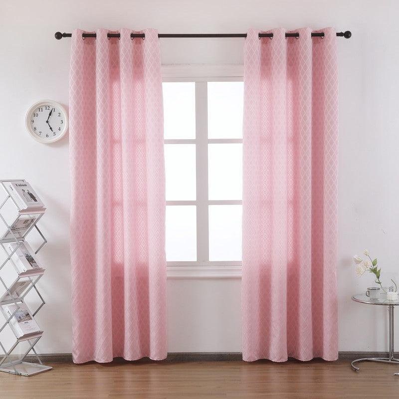 Cortina Tecido Encorpado com Padrão de Losango Rosa 140*260cm - BOD HOME