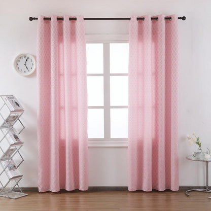 Cortina Tecido Encorpado com Padrão de Losango Rosa 140*260cm - BOD HOME