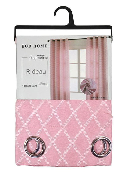 Cortina Tecido Encorpado com Padrão de Losango Rosa 140*260cm - BOD HOME
