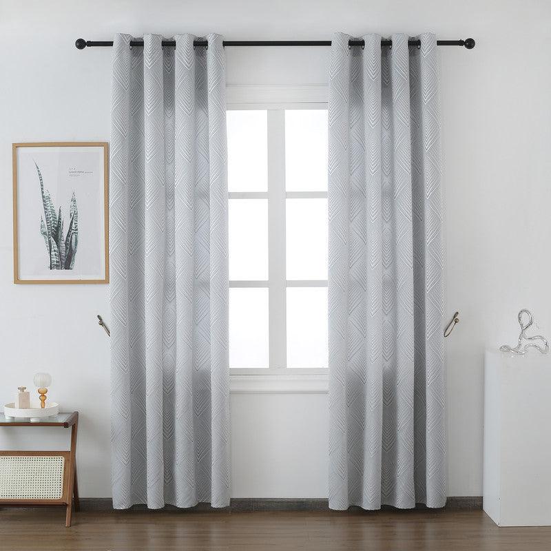 Cortina Tecido Encorpado com Padrão Geométrico Cinzo Claro 140*260cm - BOD HOME