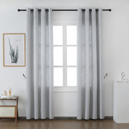 Cortina Tecido Encorpado com Padrão Geométrico Cinzo Claro 140*260cm - BOD HOME