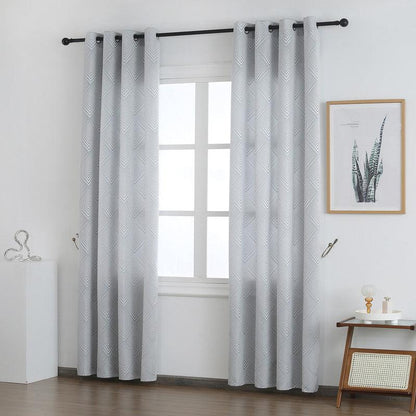 Cortina Tecido Encorpado com Padrão Geométrico Cinzo Claro 140*260cm - BOD HOME