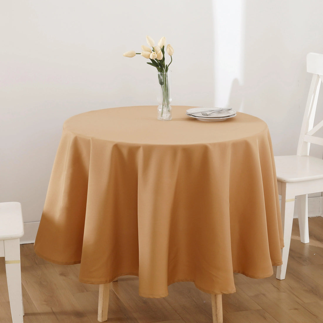 TOALHA DE MESA ANTI-NÓDOA REDONDA CASTANHO CLARO - BOD HOME