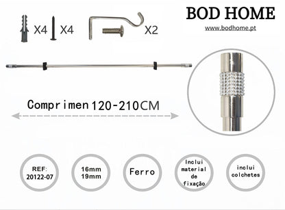 Varao De Cortina 120-210cm Elegante Prateada - BOD HOME