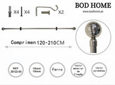 Varao De Cortina 120-210cm Esférica Prateada - BOD HOME